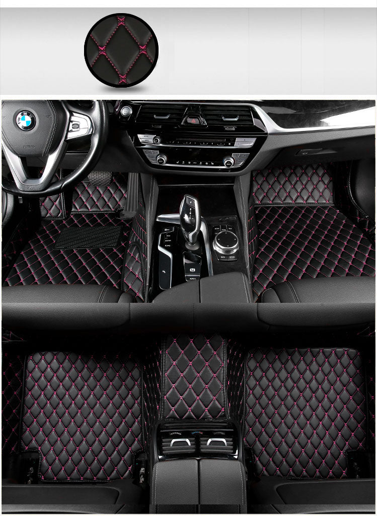 black and purple car mats