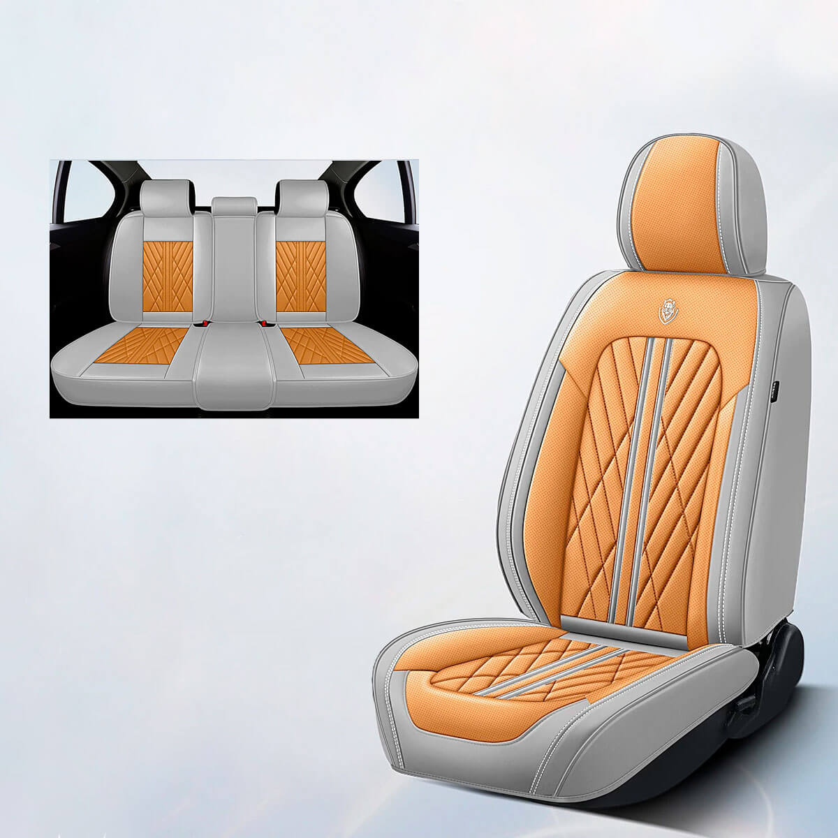 beige and brown car seat covers