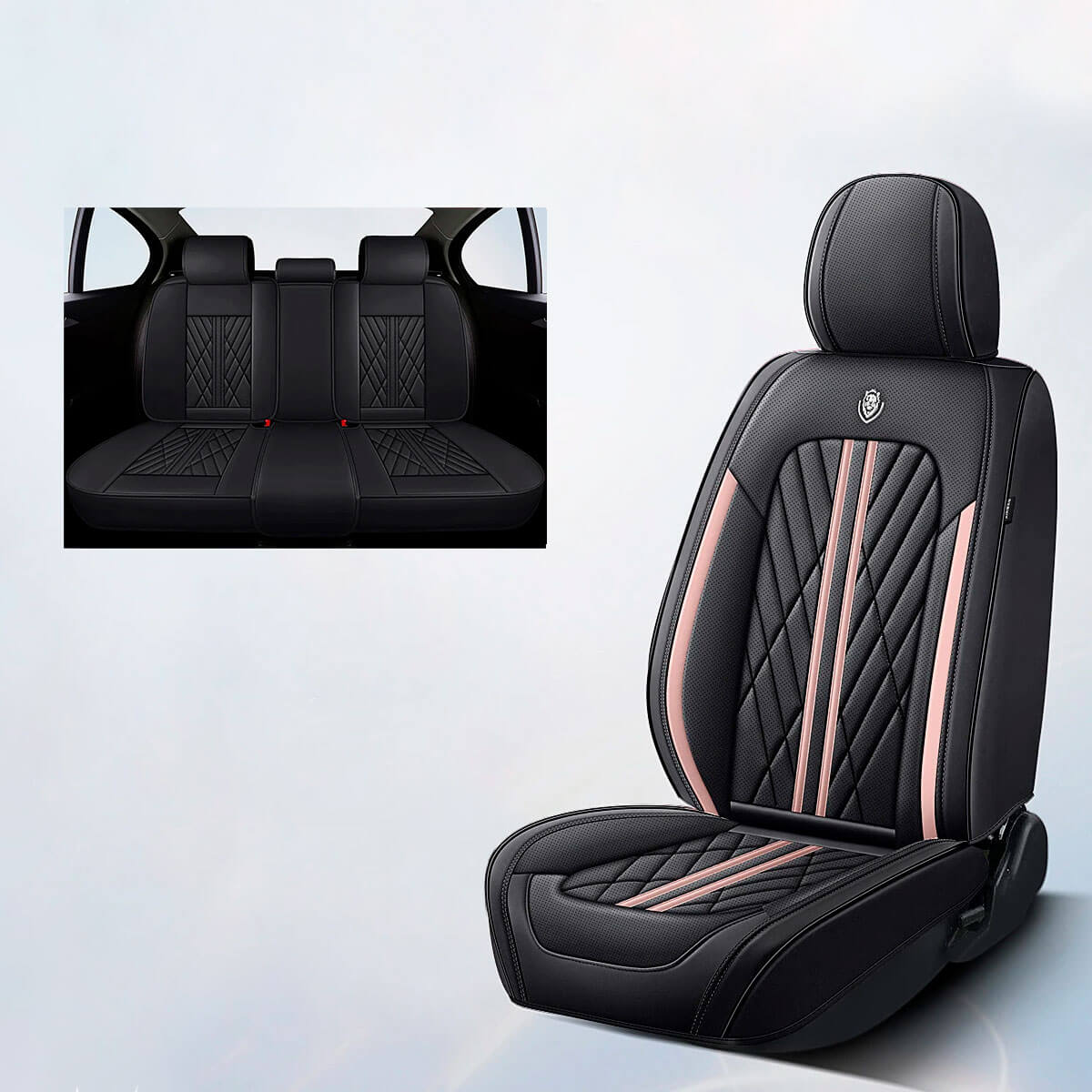 black and pink stripe car seat covers