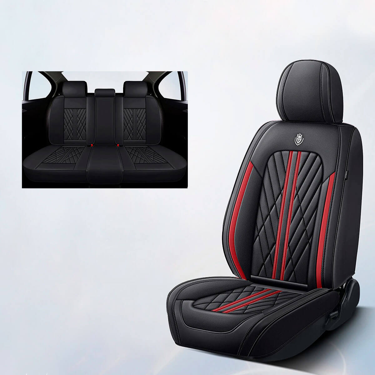 black and red stripe car seat covers