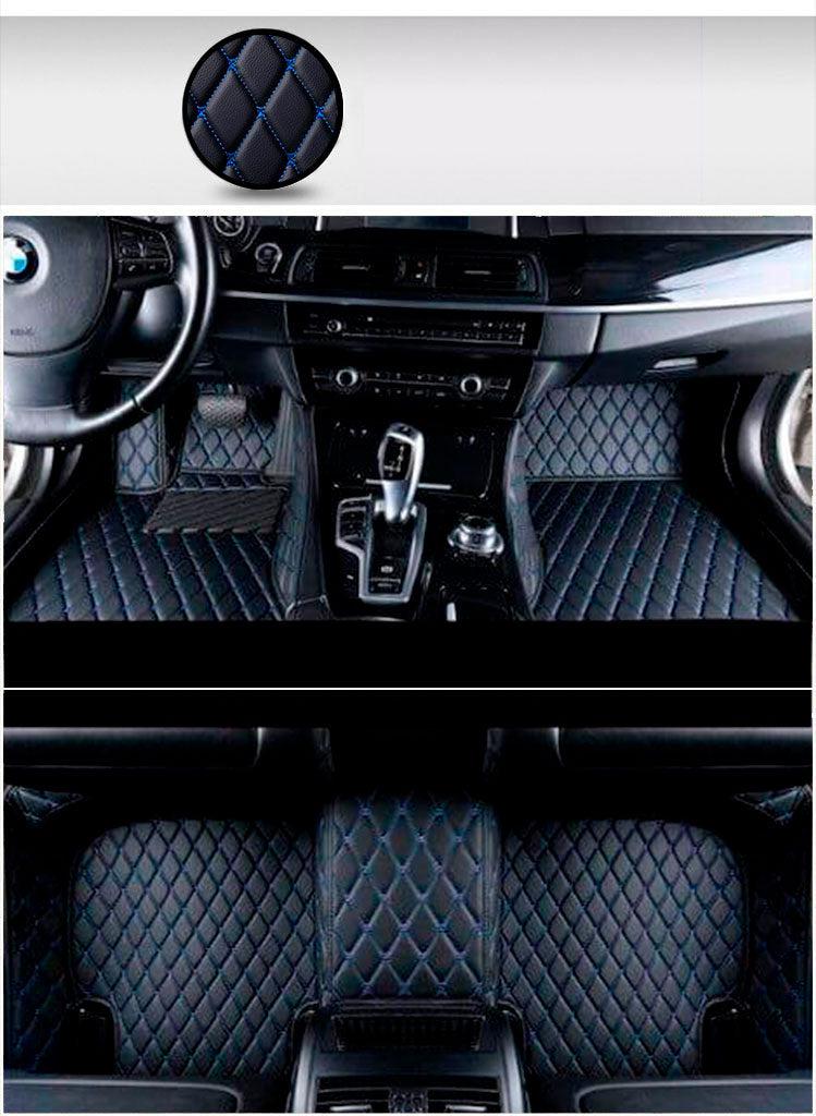 Black with Blue Custom car floor mats for Kia, Toyota, Ford and Volvo