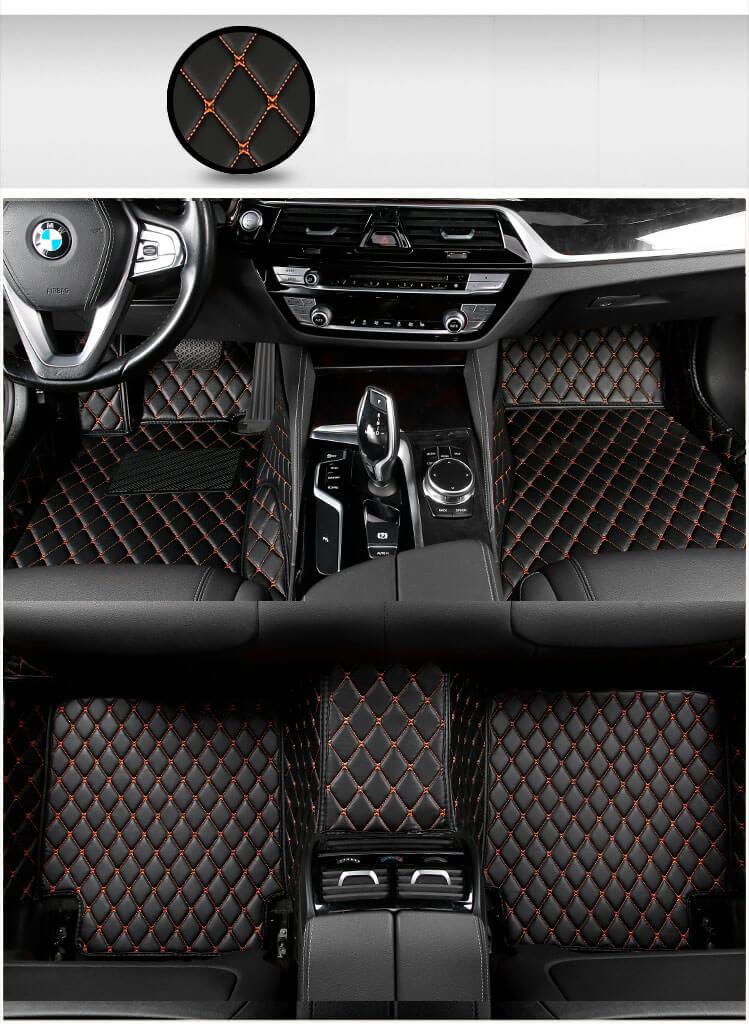black custom car floor mats for BMW, Mercedes, Audi, GMC, RAM, FC-150, Dodge charger