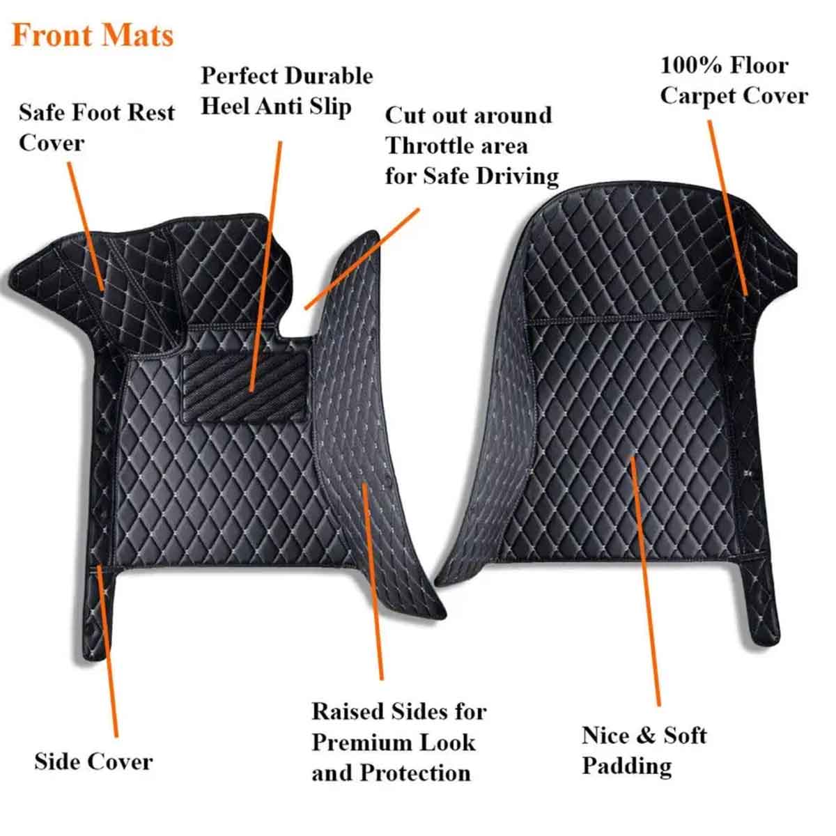 Floor Mats For Car, Truck & SUV Luxus Car Mats Custom All-Weather  Waterproof Diamond Auto Floor Liner Carpets Rugs Black & Blue Stitching